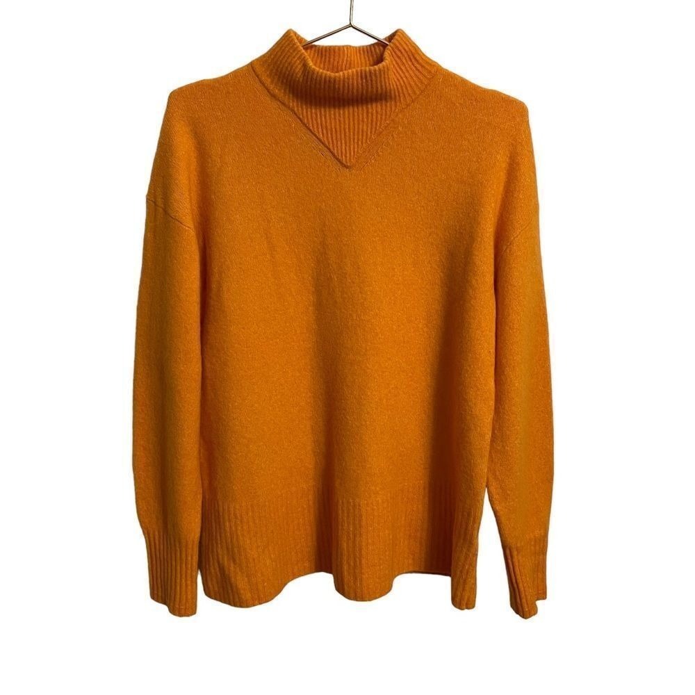 Everlane Womens Mock Neck Wool Yak Hair Blend Sweater Marigold Orange XS